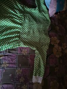New Green Checkered Kurta with Lace Trim