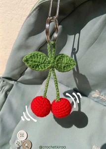 Crochet cherry keychains