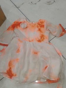 Cute Girls Orange Tie-Dye Dress