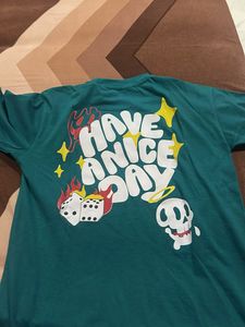 Teal "Have A Nice Day" Skull T-Shirt