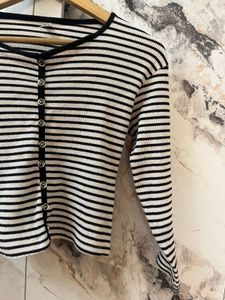 Striped Long Sleeve Crop Top