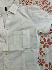 Classic White Short Sleeve Button-Up Shirt