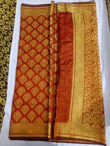 Elegant Red & Gold Silk Saree