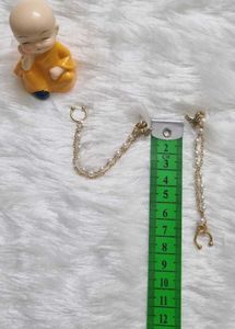 Gold Plated Pearl Ear Cuff with Chain