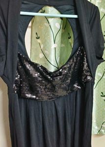 Chic Black Sequin &amp; Cutout Dress
