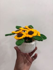 Handmade Crocheted Sunflower Decor
