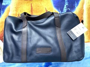 Stylish Navy Leather Duffle Bag