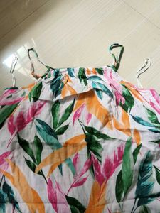 Tropical Leaf Print Maxi Dress for beach d