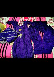 Beautiful Purple Kurta Set with Mirror Work