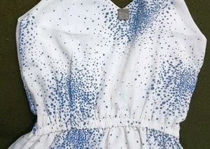 White &amp; Blue Sleeveless Dress