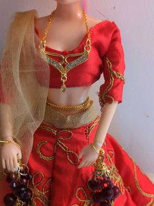 Red Lehenga Choli for Barbie Doll
