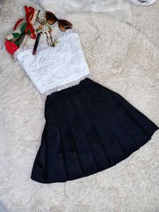 Black Pleated Skirt with shorts