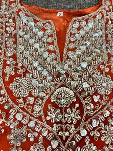 Embroidered Orange &amp; Purple Lehenga Choli Set