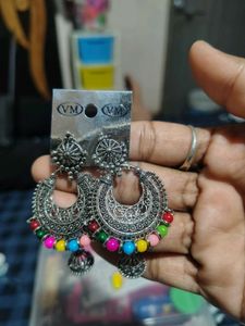 Bohemian Jhumka Earrings with Multicolor Beads