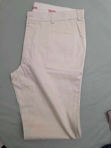 Cream men cotton trousers