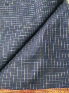 Elegant Blue Checked Saree