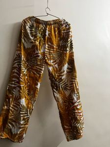 Tropical Print Wide-Leg Pants