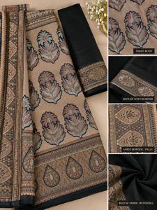 Elegant Magenta and black Pashmina Silk Saree