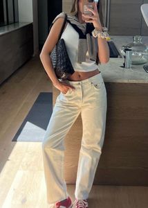 URBANIC Cream Wide Leg Jeans