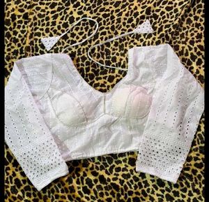 White Full Sleeve Hakoba Blouse