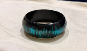 Unique Teal blue &amp; Black Swirl acrylic Bangle