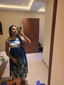 Blue & White Ikat Print Sundress