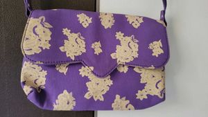 Purple Floral canvas  Sling Bag