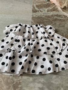 White Polka Dot Ruffle Skirt