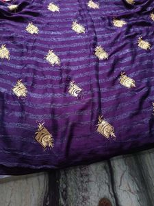 Elegant Purple Embroidered Saree