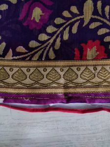Cotton Blend Purple Saree