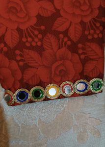 MIRROR WORK RED AND BLUE BLOUSE