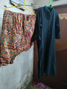 Black Kurta with Printed Palazzo