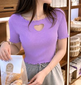 💜 Never Worn Lavender Heart Cut-Out Ribbed Top