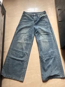 Vintage Blue Mid Rise Wide Leg Jeans