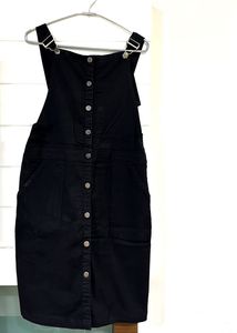 Black Denim Pinafore Dress