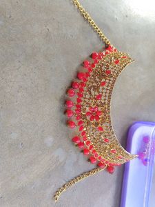 Gold Plated Red Stone Necklace Set