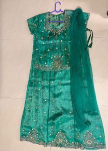 Emerald Green Embroidered Lehenga Skirt