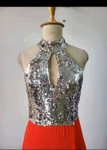 Sparkling Sequin Halter Neck Maxi Dress
