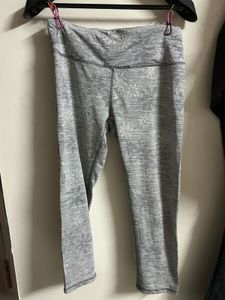 Gray Floral Print Capris