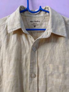 Men's orange Linen Long Sleeve Shirt