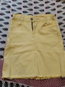 Stylish Yellow Denim Mini Skirt