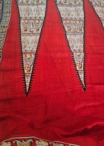 pure silk Elegant Red madhubani Printed Saree