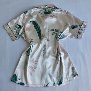 Floral Print Satin Pajama Top 🎀✨️
