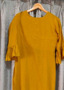 Mustard Yellow Embellished Kurti