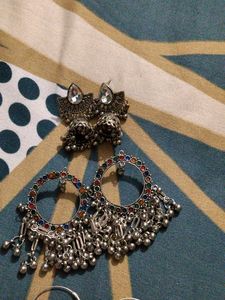 Elegant Jhumka &amp; Oxidized Earrings Set