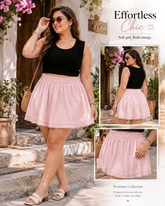 Set of Chic Black Crop top & Pink Skirt
