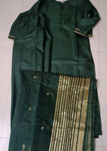 Green Kurti  Dupatta Set