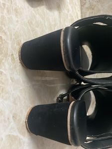 Black Open Toe Block Heels