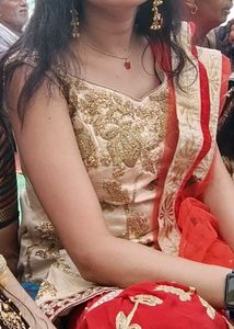 Elegant Golden red ♥️ 🍒 Indian Sharara Suit