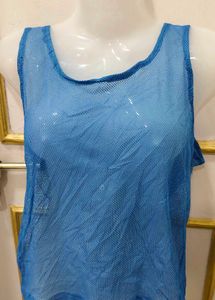 Blue Mesh Tank Top
